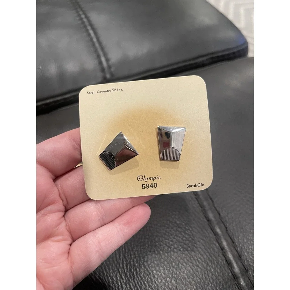 Vintage Sarah Coventry‎ MCM Mens Silver Tone Cuff Links